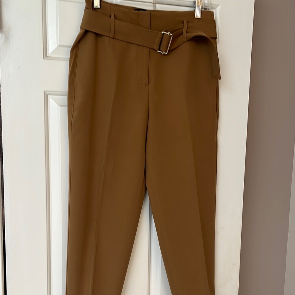 White House Black Market Tan High-Waisted Trousers